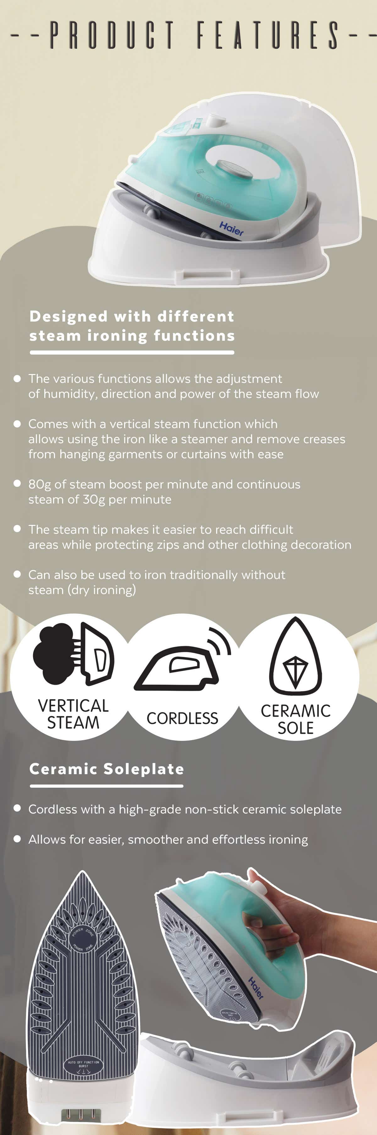 Haier cordless steam iron top